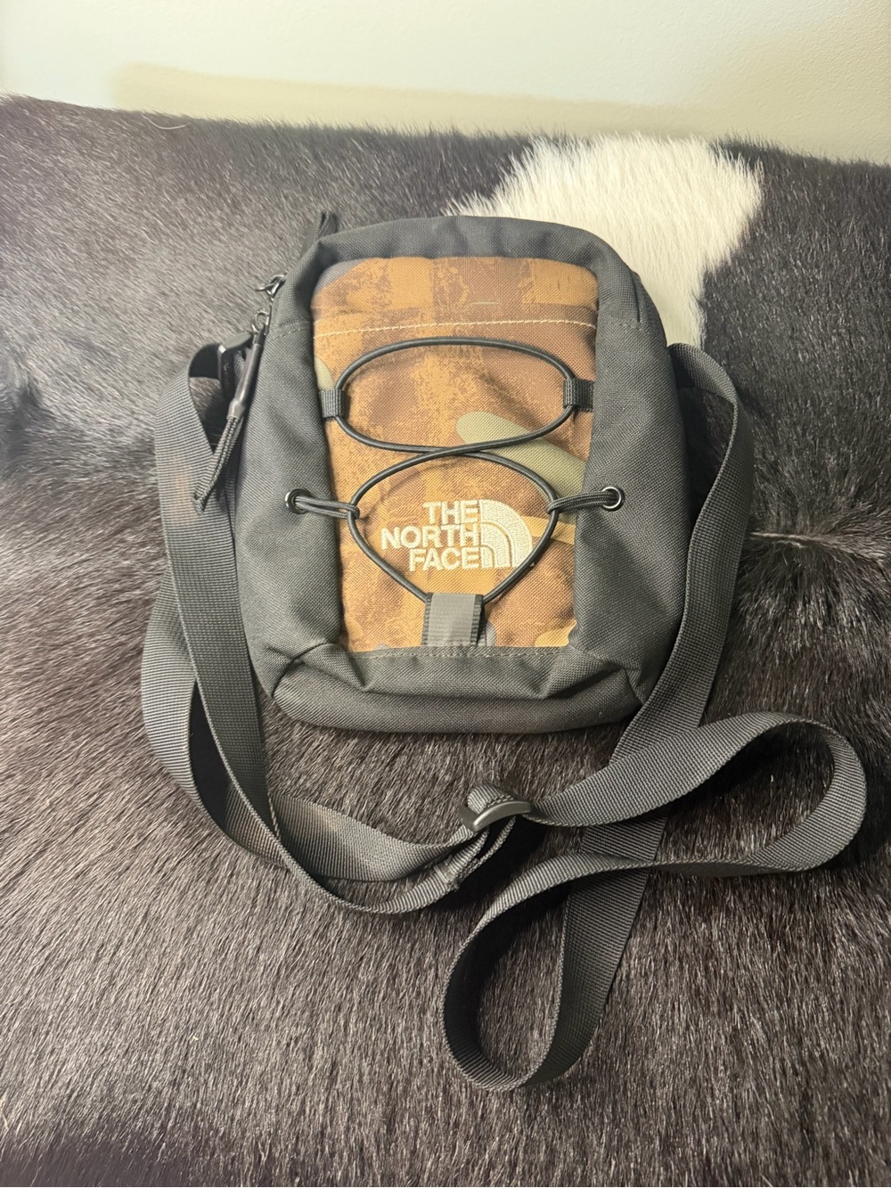 The North Face Black with Brown Camo Small Messenger Crossbody